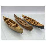 (R6) 3 small hand carved wooden boats