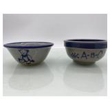 (R6) Signed salt glazed baby food crock bowls