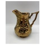 Vintage Embossed Deer Copper Luster Pitcher 5.75"