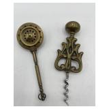Vintage brass wine corkscrew