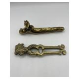 Antique brass squirrel and Rooster nutcrackers
