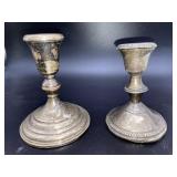 (R11) Sterling Silver Mismatched Candle Holders