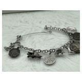 R2) Sterling A&Z Charm bracelet with Mickey Mouse,