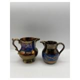 2 Unique Vintage Antique Copper Luster Mini