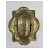 Gothic Revival Brass Wall Thermometer 20th