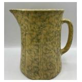 Antique sponge ware pitcher with flowers