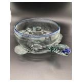 (R11). Glass Shaped Turtle Bowl with Blue eyes