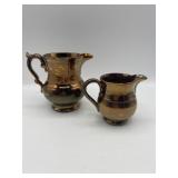 Copper Lusterware lustreware Pitcher And creamer