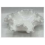Fenton silver pressed white milk glass ruffled