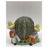Vintage Hand Painted Porcelain Bank Cactus Men In