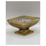 Vintage amber carnival glass candy dish.