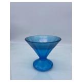 (R15)  Vintage V  Shaped Iridescent Blue  Fused