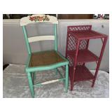 FL) Vintage hand painted cane seat chair with