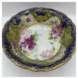 Vintage Hand painted bowl 10in dia 3in tall