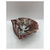 Signed Vintage  Retro Glazed Pottery Conch Shell