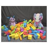 Foam Peg Building Blocks, Stuffed Animals