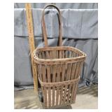 Slatted Wood wheeled shopping basket