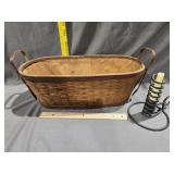 Wicker Basket & metal candlestick holder