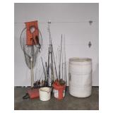 Barrel, Fishing Poles, Net, Life Jacket, Fishing
