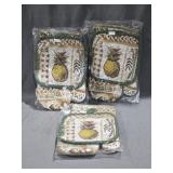 Pineapple, Brown & Green Patterned Oven Mitt &