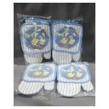 Duck & Blue Striped Hot Pad & Oven Mitt sets,