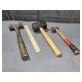 Ball Peen Hammers and a  Rubber Mallet