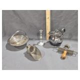 Sterling Silver Lot, Lidded Creamer Jug, Scoop