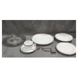 Mikasa Plates and Cup, Glass/ Silver Serving