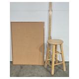 Lg. Cork Board and Wooden  Stool
