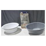 Oversized Flask, 2 Enamelware Bowls