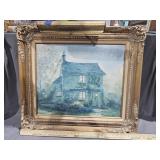 Bibury cottage by Marty Bell 1981 lighted framed