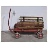 Red Metal Wagon w/ attached wood sides