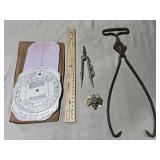 Mexico silver Mexico pin, Drafting protractor &