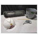 Calf pail,  hard hat Exxon & more