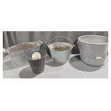 2 Galvanized Planters, Round Planter and a Pail