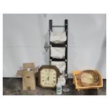 Howard Miller Clock, Wood/Fabric Storahe, Track