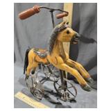 Vintage wood carved toy pedal horse
