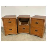(3) wooden Whalen file cabinets (1) needs work