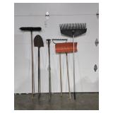 Shovels, Rakes, Broom, Hoe