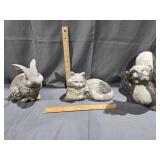 Yard decor Cement Rabbit, Cat & Skunk