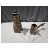 Vtg old mexican copper brass side handle coffee