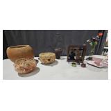 Adorned Gourd Bowls, Michigan napkin holder &