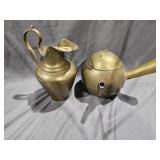 Japanese style brass tea pot and brass pitcher