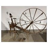 Antique Large Spinning Wheel & Accessories