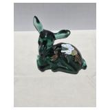 Fenton Emerald Green Fawn Deer Paperweight