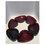 (6)Anchor Hocking Manhattan Ruby Red Relish