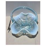 Fenton Inverted Thistle Blue Opalescent Basket,