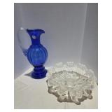 Fenton Cobalt Blue Art Glass Pitcher w/ Clear