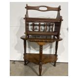 Antique Half Moon 3 Leg Side Table & Magazine