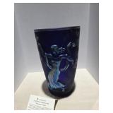 Fenton Blue Favrene Seasons Vase Spring & Fall,